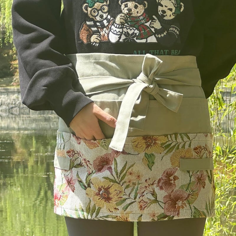 MILCIL Store Garden Apron for Woman, Serve Apron Cute, Flora Half Apron with 8 Pockets, Valentines Gift for Mom Wife Girlfriend - Image 3